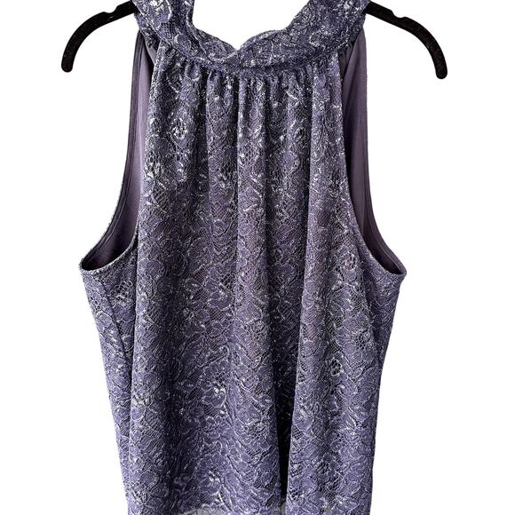 J. Crew Lace Halter Tie-Back Top Sz L Metallic Navy Blue Preppy Classic Dressy - Picture 2 of 6